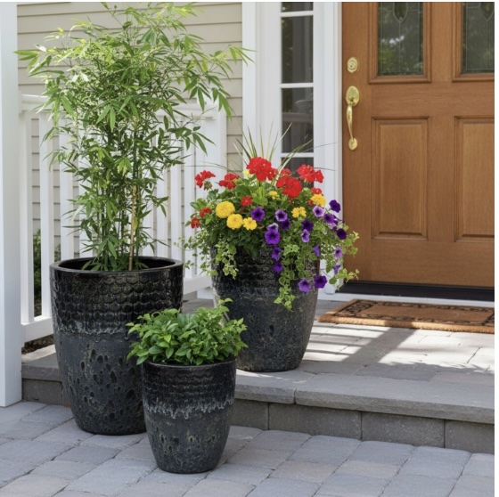 Black over Atlantic Black Hera Pot 20.5"