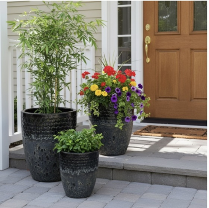 Black over Atlantic Black Hera Pot 20.5"