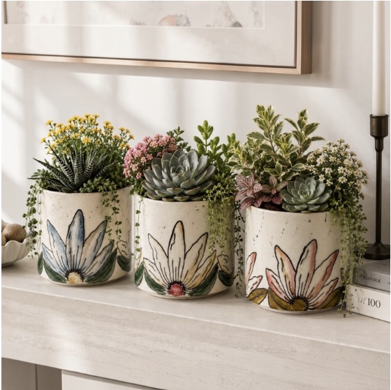 Koryn Planter with Hole & Liner 5.7"