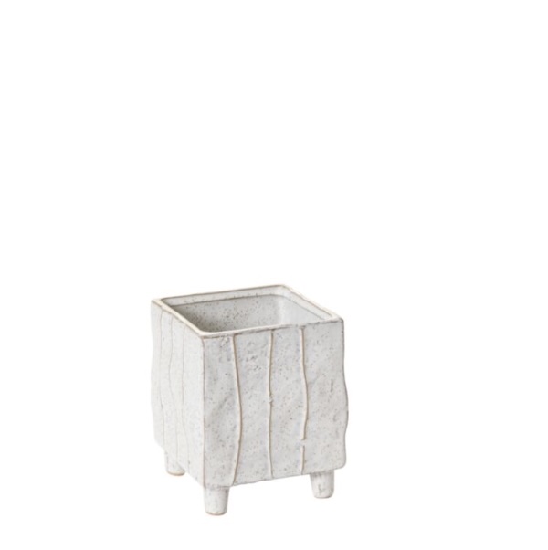 White Tarragona Square Planter 4"