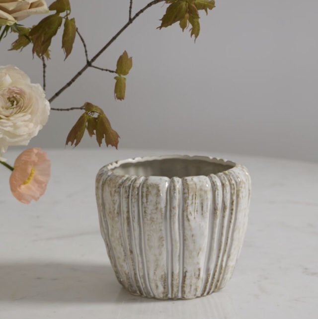 Cedric Off-White Ceramic Pot 6.25"