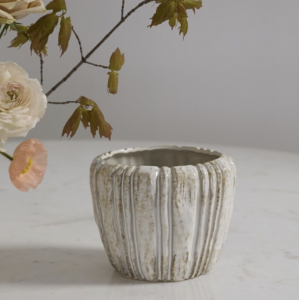 Cedric Off-White Ceramic Pot 6.25"