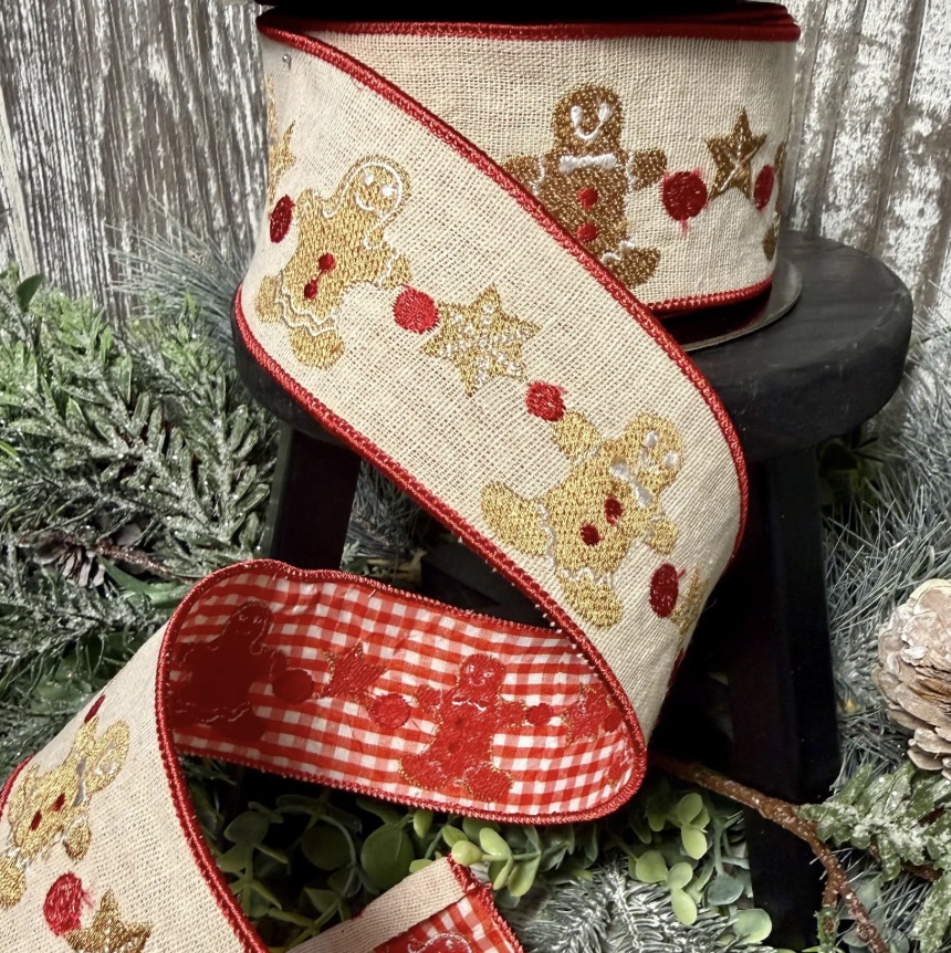 Gingerbread Wired Ribbon 2.5" x 10 Yards