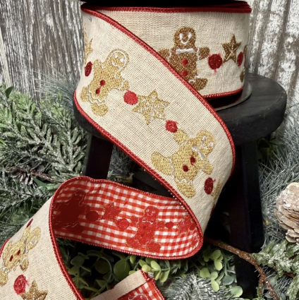 Gingerbread Wired Ribbon 2.5" x 10 Yards