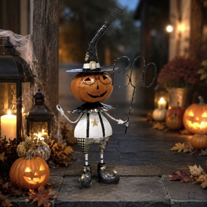Barnaby Boo Metal Jack-O-Lantern Halloween Figurine 24.5"