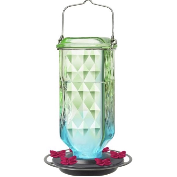 Seafoam Ombre Glass Hummingbird Feeder 23 oz