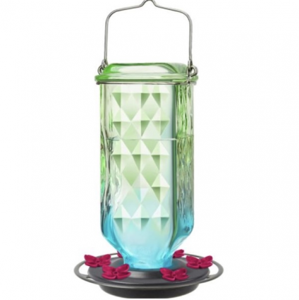 Seafoam Ombre Glass Hummingbird Feeder 23 oz