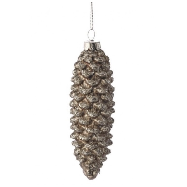 Platinum Glass Forest Pinecone Ornament 4.5" 