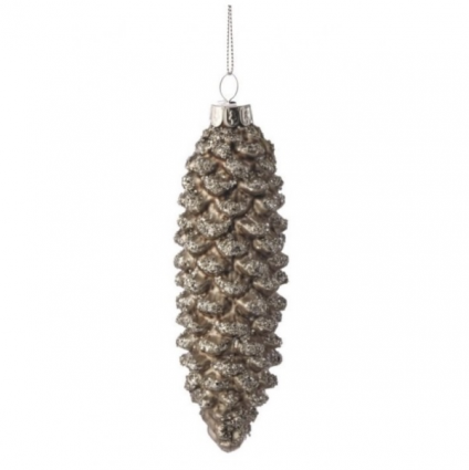 Platinum Glass Forest Pinecone Ornament 4.5" 