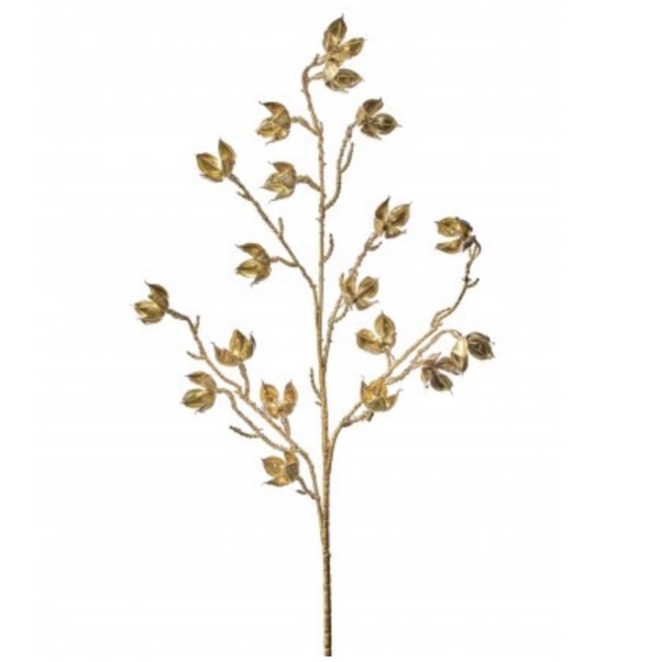 Gold Metallic Beaded Lycopodium Spray 31"