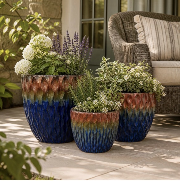 Oxide Falling Blue Noemi Pot 8"