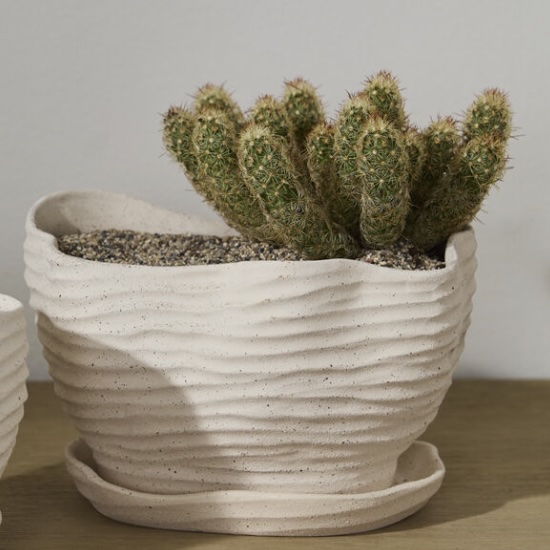 Highland Ceramic Pot with Saucer 9"