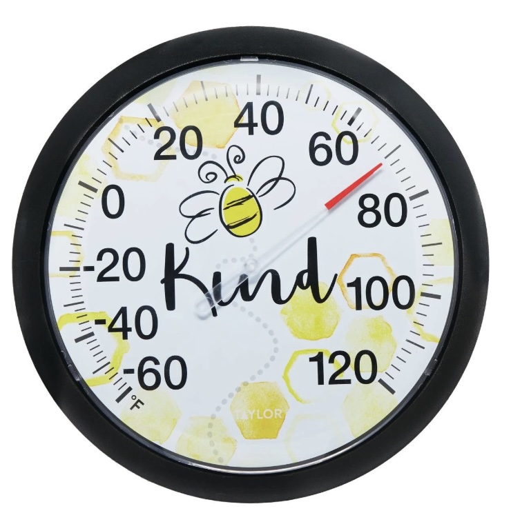 Bee Kind Round Dial Thermometer 13"