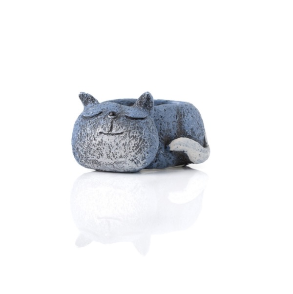 PLANTER, MINI SLEEPING BLUE CAT