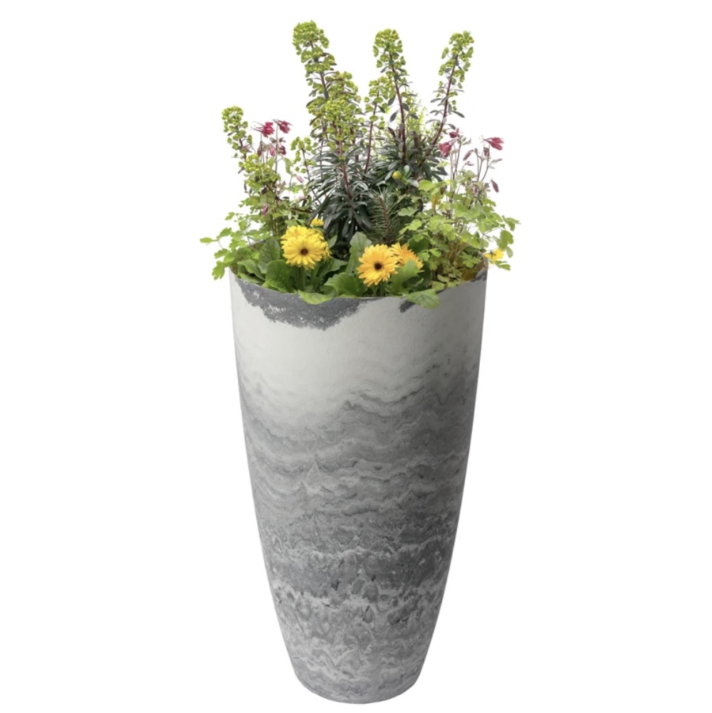 Marbled Tall Curved Vase Planter 26.5"