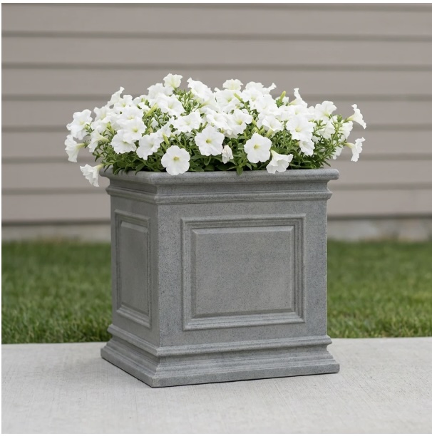 Gray Covington Self-Watering Cube Planter 16"