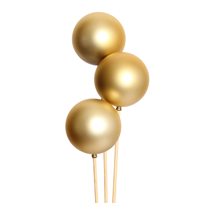 Gold Matte 3-Ball Ornament Stems