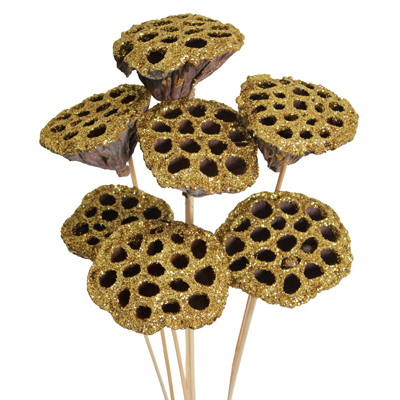 Gold Glitter Lotus Pods