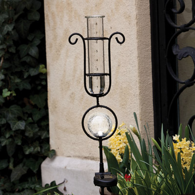 RAIN GAUGE, W/ SOLAR LIGHT