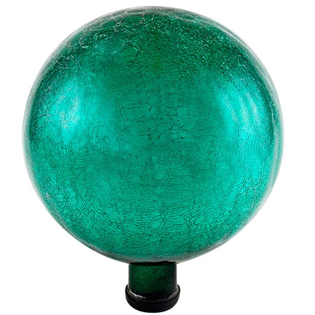 GAZING GLOBE, 10" CRACKLE EMERLD