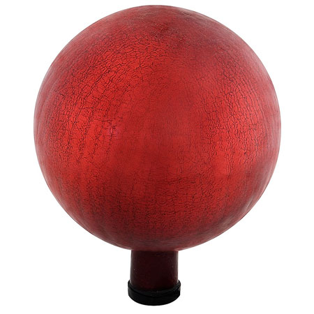 GAZING GLOBE, 10" CRACKLE RED