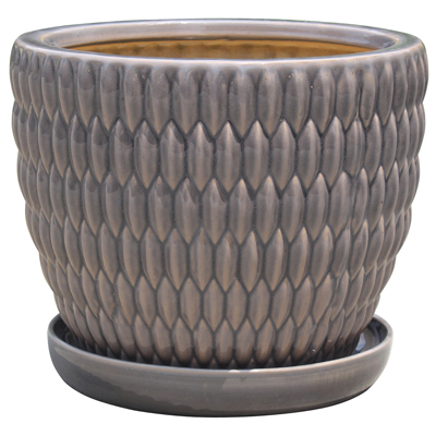 PLANTER, KIAWAH SM GREY W/SAUCER