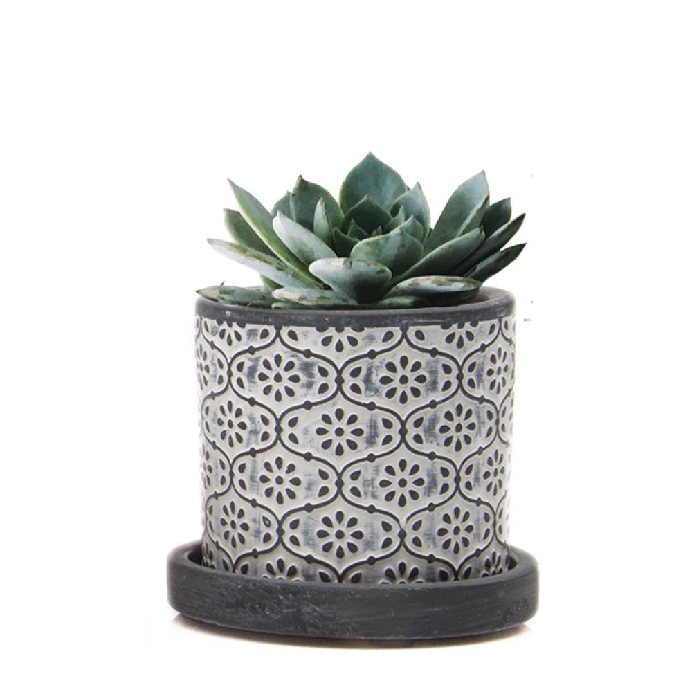 PLANTER, 3.5"BALTER BLACK FLOWER