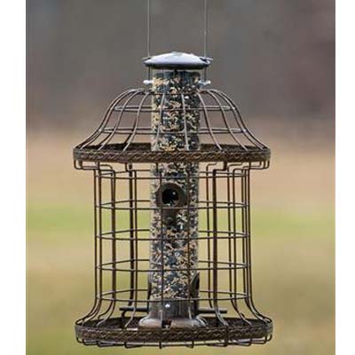 Designer Caged 4-Port Mixed Seed Tube Bird Feeder