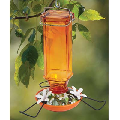 Vintage Glass Oriole Bird Feeder 