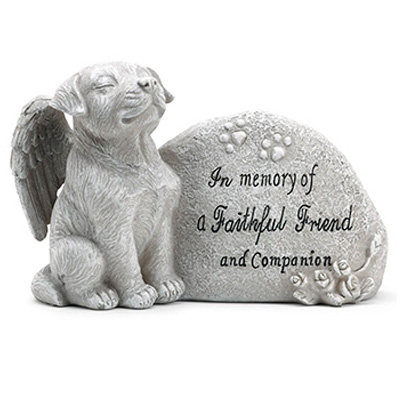 MEMORIAL PLAQUE W/DOG, RESIN