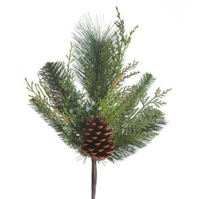 Mixed Pine Spray with Pine Cones, 16"