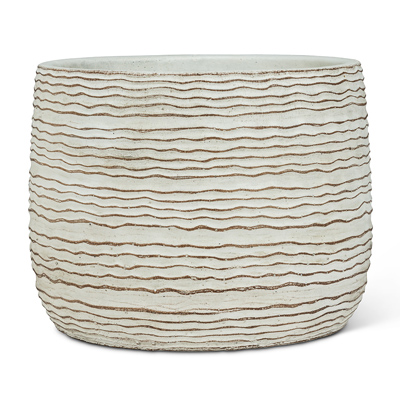 PLANTER, LG WAVY RIPPLE WHITE