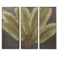 WALL DECOR, GREEN LEAVES 3PC