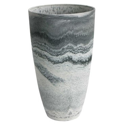 PLANTER, 20" TALL CURVED MARBLE