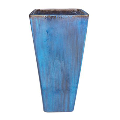 PLANTER,20" TALL SQ TAPER SEA BL