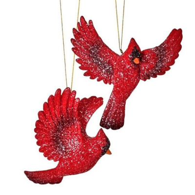 Frosted Flying Cardinal Ornament