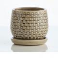 POT, BASKETWEAVE LG TAUPE 7"