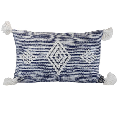 PILLOW, GARRET BLUE/WHITE 14X22