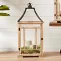 LANTERN, 31"H WOOD/METAL