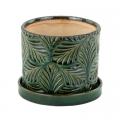 PLANTER, SM GREEN LEAF W/SAUCER