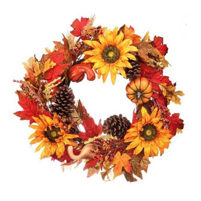 Sunflowers, Pumpkins and the Warm Colors of Fall Wreath