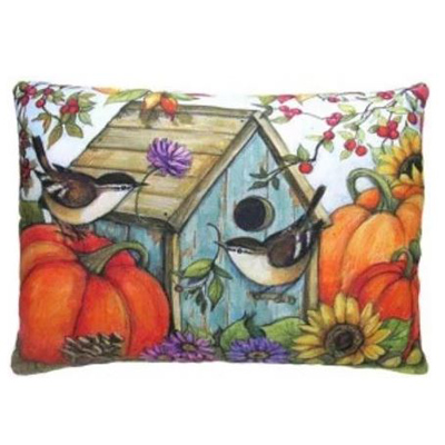 PILLOW,19X24 BIRDHOUSE & PUMPKIN