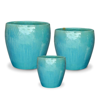 POT, RAINDROP CARIBBEAN BLUE 8"