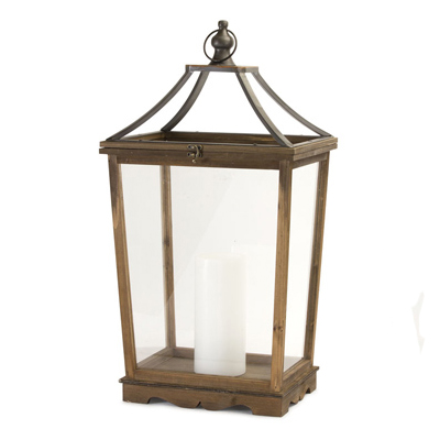 LANTERN, 30.5" WOOD/GLASS