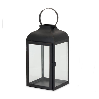 LANTERN, IRON/GLASS 12.75"H