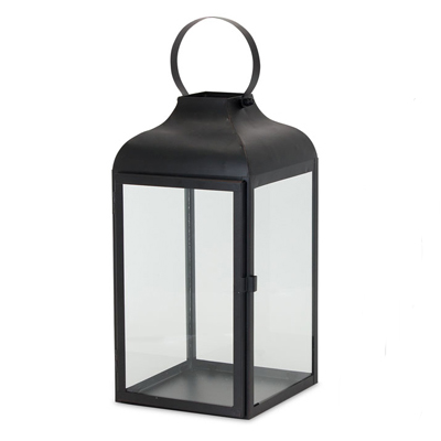 LANTERN, 16"H IRON/GLASS