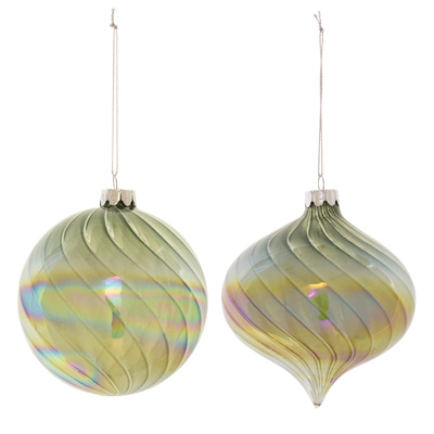 Iridescent Yellow and White Ornament