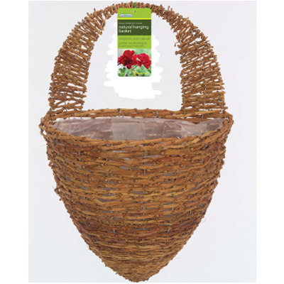 WALL BASKET, RUSTIC RATTAN 12"