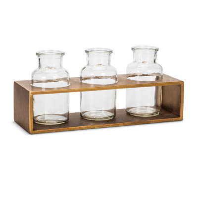 VASE, TRIPLE MED IN RACK