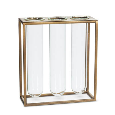 VASE, TRIPLE TUBE WITH RACK